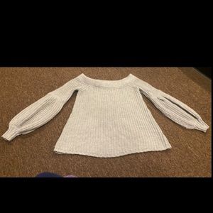 Fab'rik Women Gray Pullover Sweater S Warm Cozy Chunky Cable knit poofy arm